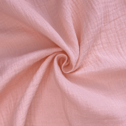 Ткань Муслин Жатый, цвет Нежно-Розовый (на отрез)  в Шатуре